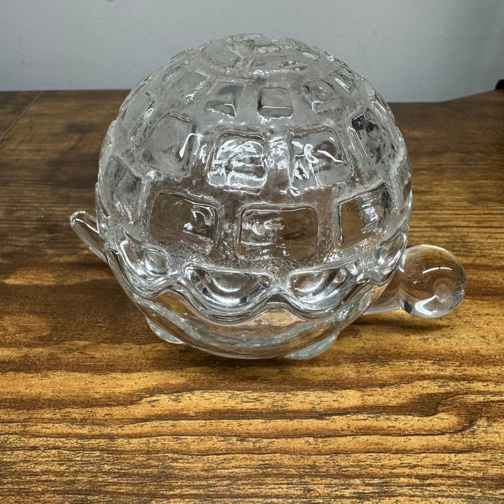 Vintage Anchor Hocking Clear Glass Turtle Trinket Dish with Lid USA Made 5 inch